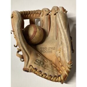 Vintage Sears And Roebuck Pro Style Pocket Baseball Glove And Ball